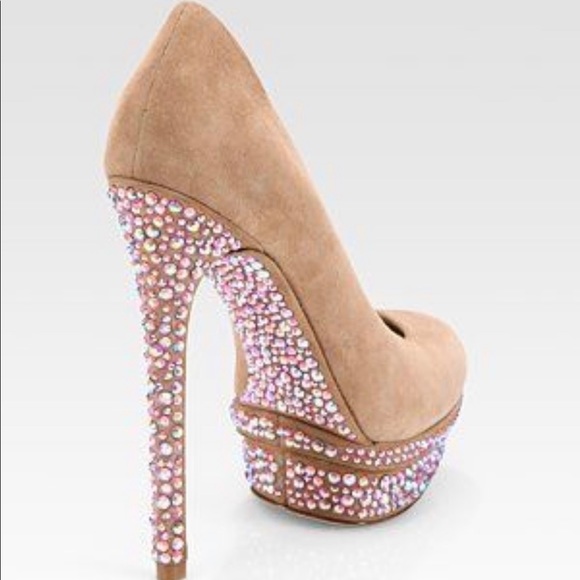 Brian Atwood nude crystal heels NIB 8 - Picture 3 of 3